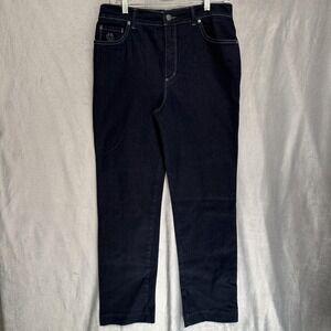 Gloria Vanderbilt Jeans Womens 14 Dark Wash Straight Leg Rhinestone Pockets